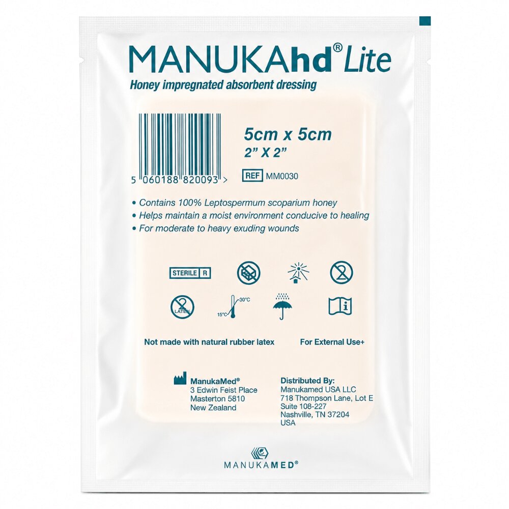 Manuka-hd lite, Sterile Honey Wound Dressing, 5*5 cm