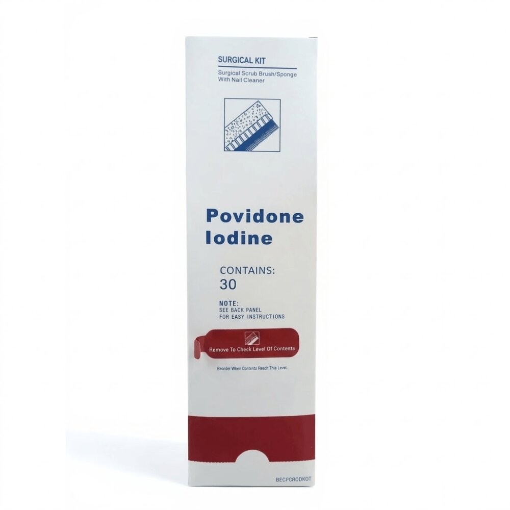 Povidone Iodine Surgical Scrub, Brush, Sponge with Nail Cleaner