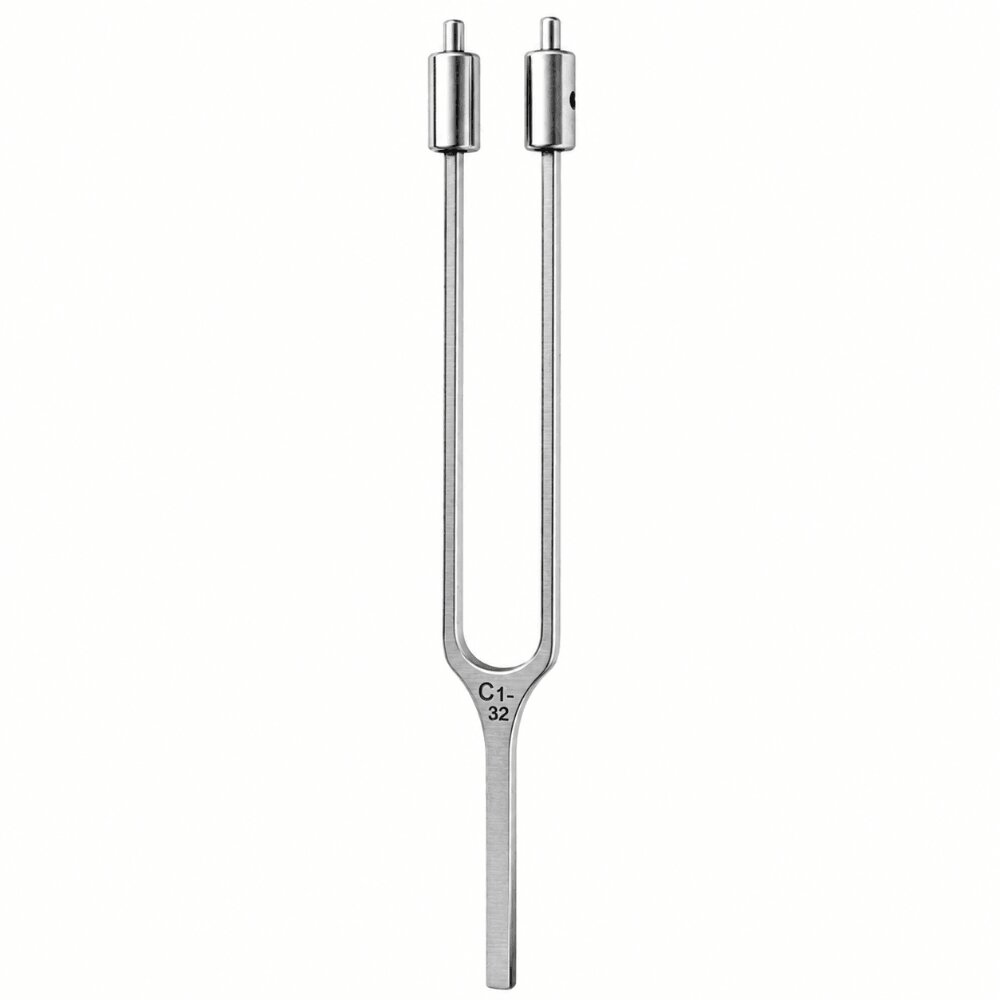 French Tuning Fork with Weights, Stainless Steel, C1 32 Hz
