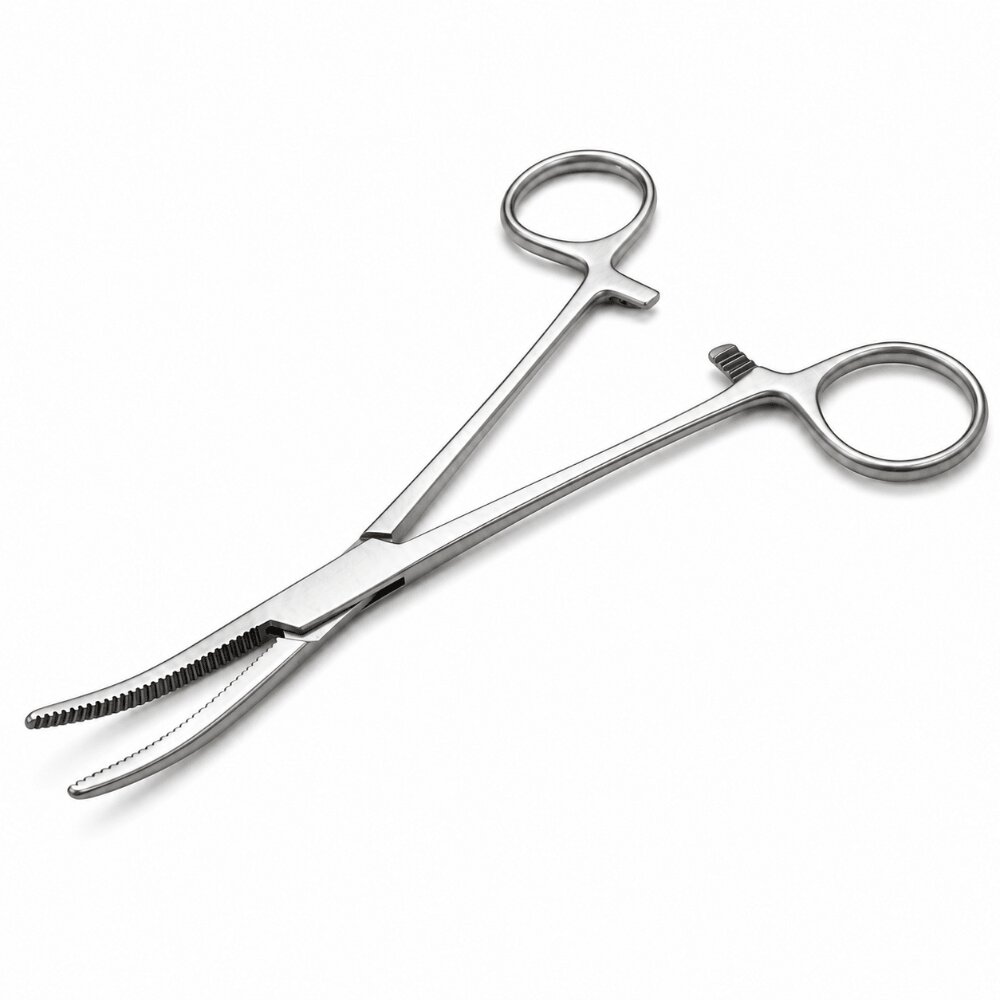 Spencer-Wells Hemostatic Forceps, Curved, Serrated, 150 mm