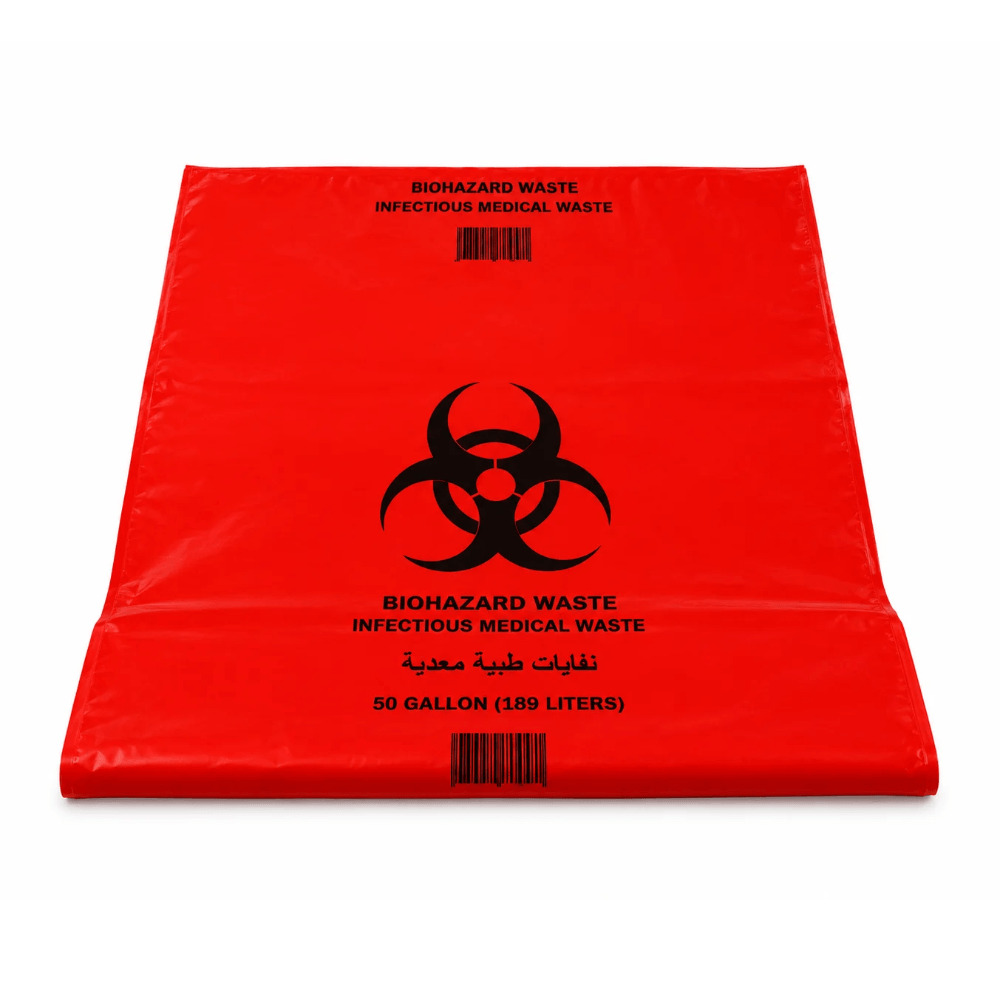 Biohazard Waste Bag, for Infectious Medical Waste, Red, 50 Gallon