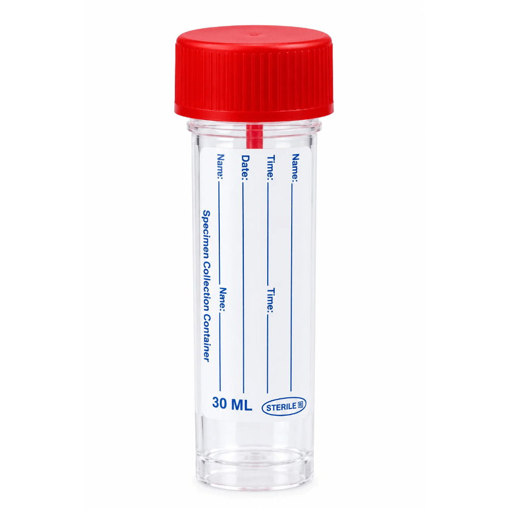 Disposable Stool Specimen Container with Cap, for Laboratory Sample Collection, 30 ml