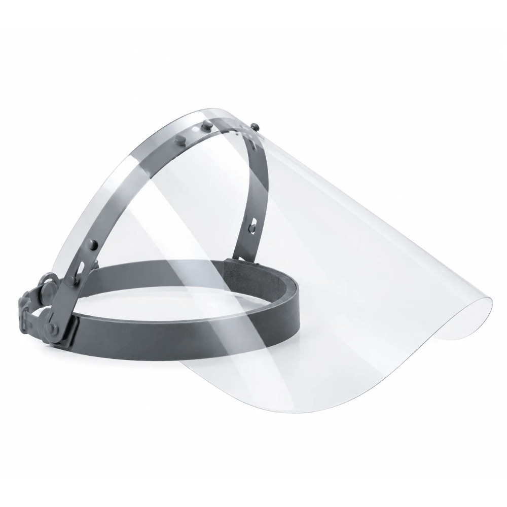 Face Shield with Clear Visor and Headband, for Splash and Droplet Protection, Gray/Clear