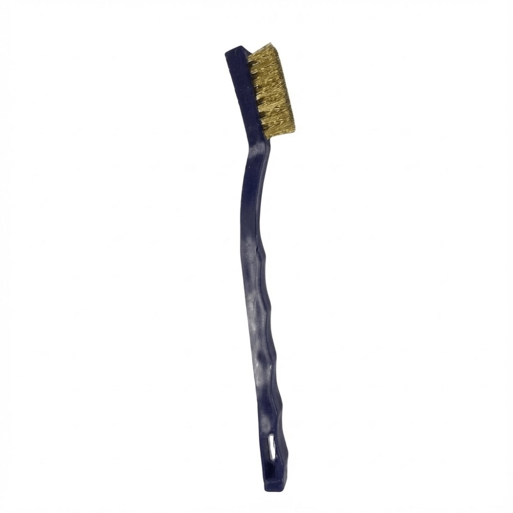 Bristle Brush, Brass, Tooth Brush Style, Blue, 7 inches