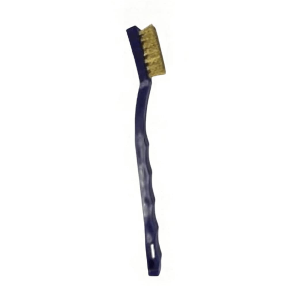 Bristle Brush, Brass, Tooth Brush Style, Blue, 7"