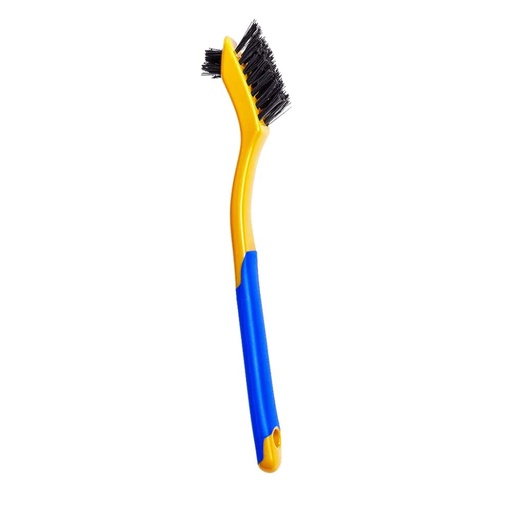 [FBC5-T103] Bristle Brush, Nylon, Tooth Brush Style, with Small Horn, Yellow/Blue, 7 inches