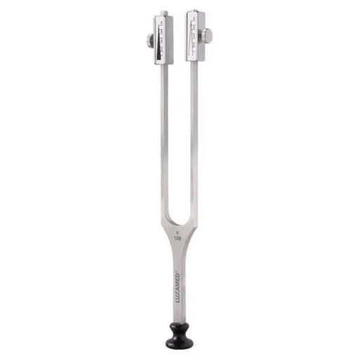 [M1.501.112] Tuning Fork, Stainless Steel, with a Foot and a Damper, Rydel-Seiffer Design, C64/C128 Hz