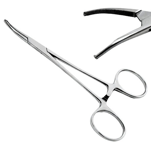 [MS-DE-024] Halsted-Mosquito Haemostatic Forceps, Kocher Tip, 12.5 cm, Curved with Teeth