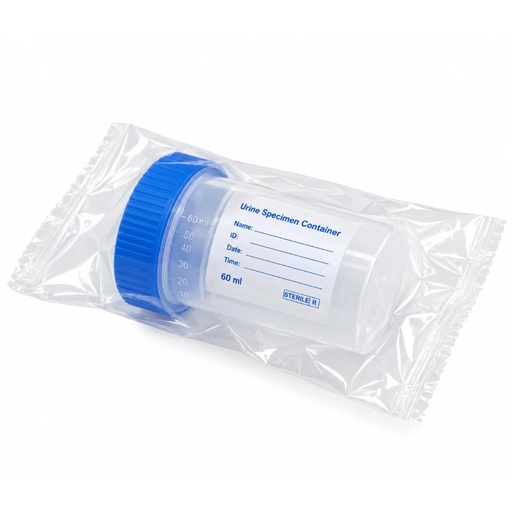 [MD-2/PB] Disposable Urine Specimen Container with Cap, for Laboratory Sample Collection, Packed in Plastic Bag, 60 ml