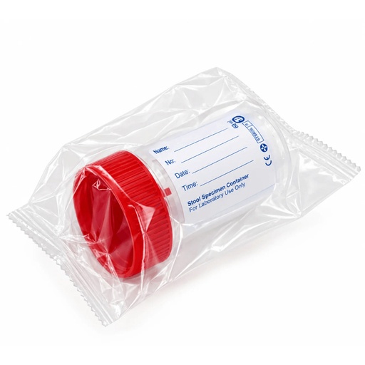[MD-2/1PB] Disposable Stool Specimen Container with Cap, for Laboratory Sample Collection, Packed in Plastic Bag, 60 ml