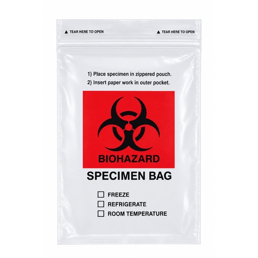 [MD-Bag Z/L] Specimen Transport Bag, 3-Layer, with Zip Lock and Biohazard Symbol, 6 * 9 cm